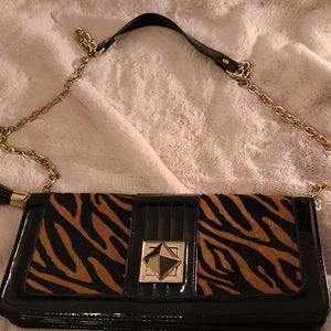 WHBM Tiger Print Pony Hair Clutch
